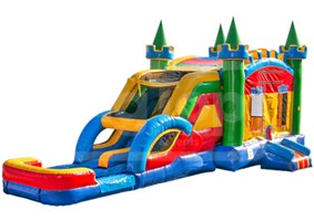 Castle 2-Lane Multi Color Combo with Indoor Playground and Pool